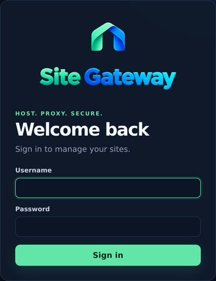 The real Site Gateway sign-in screen